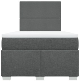 vidaXL Κρεβάτι Boxspring με Στρώμα Σκούρο Γκρι 120x190 εκ Υφασμάτινο