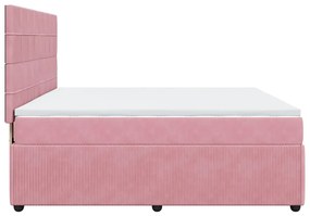 vidaXL Κρεβάτι Boxspring με Στρώμα Ροζ 180x200 εκ. Βελούδινο