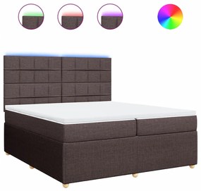 vidaXL Κρεβάτι Boxspring με Στρώμα Σκούρο Καφέ 200x200 εκ. Υφασμάτινο