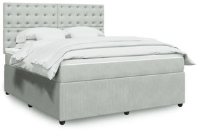 vidaXL Κρεβάτι Boxspring με Στρώμα Ανοιχτό Γκρι 180x200 εκ. Βελούδινο