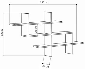 Ραφιέρα τοίχου Halic Megapap χρώμα sapphire oak 150x22x82εκ.