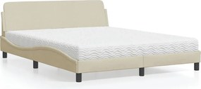 vidaXL Κρεβάτι με Στρώμα Dover Κρεμ 160x200 εκ. Υφασμάτινο