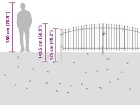 vidaXL Πύλη Κήπου Μαύρο 100 x 500 cm
