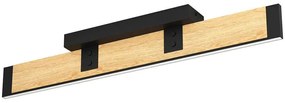 Φωτιστικό Οροφής - Πλαφονιέρα Caminarro 390224 77,5x8x11,5cm Dim Led 3240lm 27W 3000K Black-Brown Eglo Steel,Wood