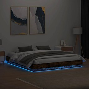 vidaXL Πλαίσιο Κρεβατιού με LED Καπνιστή Δρυς 180x200 εκ.