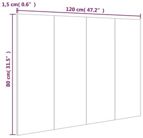 vidaXL Κεφαλάρι Κρεβατιού Λευκό 120x1,5x80 εκ. από Επεξεργασμένο Ξύλο