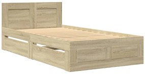 vidaXL Πλαίσιο Κρεβατιού με Κεφαλάρι Sonoma Δρυς 75x190 εκ. Επεξ. Ξύλο