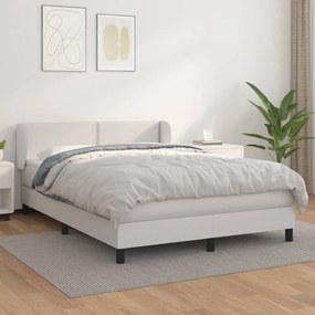 Κρεβάτι Boxspring με Στρώμα Λευκό 140x190εκ.από Συνθετικό Δέρμα