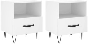 vidaXL Κομοδίνα 2 τεμ. Λευκά 40 x 35 x 47,5 εκ. από Επεξεργασμένο Ξύλο