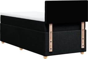 vidaXL Κρεβάτι Boxspring με Στρώμα Μαύρο Single Υφασμάτινα