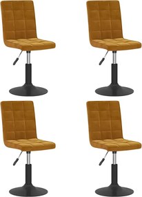 vidaXL Καρέκλες Τραπεζαρίας Περιστρεφόμενες 4 τεμ. Καφέ Βελούδινες