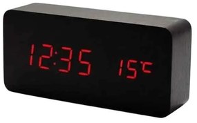 Ξύλινο Ψηφιακό Ρολόι LED με Θερμόμετρο VST-862 – LED Wooden Clock with Temperature Display