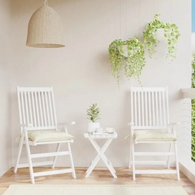 Μαξιλάρια Καρέκλας Κήπου 2 τεμ. Λευκά 50x50x7 εκ. Υφασμάτινα