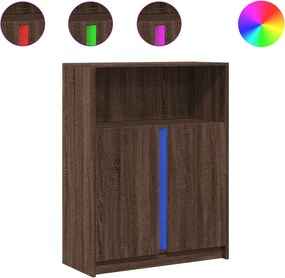 vidaXL Ντουλάπι με Φώτα LED Καφέ Δρυς 77x34x100 εκ. Επεξεργασμένο Ξύλο