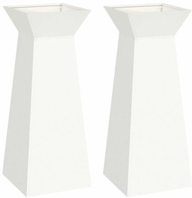 vidaXL Γλάστρες Κήπου 2 τεμ με Κουπάτ Λευκό 40x40x100 εκ, Χάλυβας