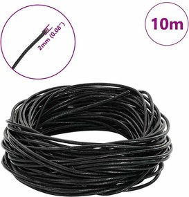 vidaXL Δερμάτινο σχοινί 1 Μαύρο Ø2 χιλ. x 10 μ. Δέρμα