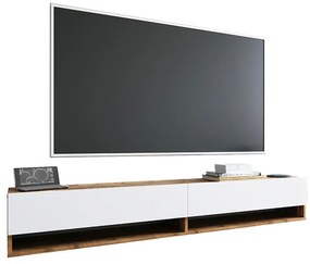 Έπιπλο τηλεόρασης επιτοίχιο Handra λευκό-oak 180x31,5x29,5εκ Υλικό: CLIPBOARD WITH MELAMINE COATING 18mm - MDF 176-000002