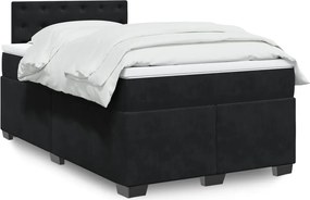 vidaXL Κρεβάτι Boxspring με Στρώμα Μαύρο 120x190 εκ. Βελούδινο