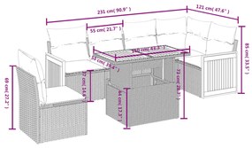 vidaXL Σετ Σαλονιού Κήπου 7 τεμ. Γκρι Συνθετικό Ρατάν με Μαξιλάρια