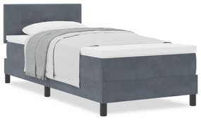 vidaXL Κρεβάτι Box Spring με Στρώμα  Γκρι 100x200 εκ. Βελούδο