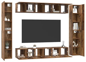 vidaXL Σετ επίπλου τηλεόρασης 10 pcs Παλαιό ξύλο 30.5 x 30 x 90 cm