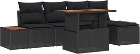 vidaXL Σετ Καναπέ Κήπου με αποθήκευση 6 pcs Μαύρο Πολυ ράταν