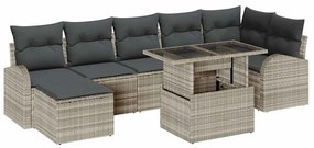 vidaXL Σετ Καναπέ Κήπου με μαξιλάρι 8 pcs Ανοιχτό γκρι Πολυ ράταν