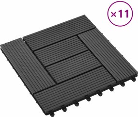 vidaXL Πλάκα Κατασκευής 11 pcs Μαύρο 30 x 30 cm WPC