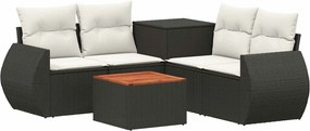 vidaXL Σετ Καναπέ 6 τμχ. Μαύρο και Κρεμ Λευκό 55 x 55 x 37 εκ