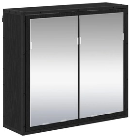 vidaXL Σετ Επίπλων Μπάνιου με ράφι 2 pcs Μαύρη Οξυά Επεξεργασμένο ξύλο