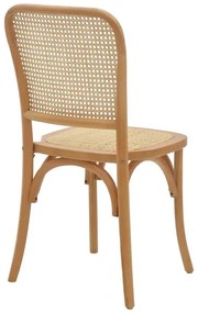 Καρέκλα Kalliope φυσικό ξύλο οξιάς-φυσικό rattan 45x50x89εκ