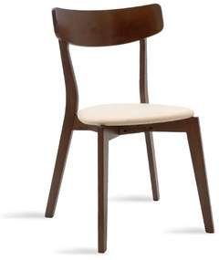 097-000011 Καρέκλα Toto pakoworld μπεζ ύφασμα-rubberwood καρυδί πόδι 45,0x48,0x78,0εκ RUBBERWOOD VENNER - FABRIC DARK WALNUT - BEIGE, 2 Τεμάχια