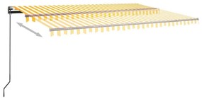 Τέντα Αυτόματη με LED &amp; Αισθ. Ανέμου Κίτρινο/Λευκό 500x300 εκ. - Κίτρινο