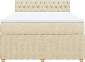 vidaXL Κρεβάτι Boxspring με Στρώμα Κρεμ 160x200 εκ. Υφασμάτινο