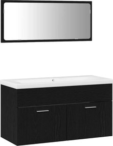 vidaXL Σετ Επίπλων Μπάνιου 3 pcs Μαύρη Οξυά Επεξεργασμένο ξύλο