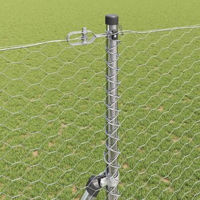 vidaXL Έξιγωνο φράχτη σταθερού εδάφους 25 x 1,5 m Ασημί Δίχτυ