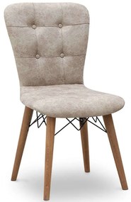 Καρέκλα Τραπεζαρίας Palmira 0222811 47x44x88cm Beige-Walnut Wood, Fabric