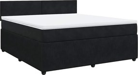 vidaXL Κρεβάτι Boxspring με Στρώμα Μαύρο 180x200 εκ. Βελούδινο