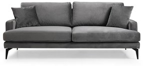 Intrahome Καναπές 3θέσιος Fortune Intrahome βελούδο ανθρακί-μαύρο 205x90x88εκ | SKU: INTRAPA-182112365