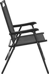 vidaXL Πτυσσόμενες καρέκλες 2 τεμ. Melange Grey Steel και Textilene