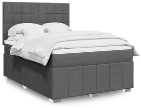 vidaXL Κρεβάτι Boxspring με Στρώμα Σκούρο Γκρι 140x200 εκ Υφασμάτινο