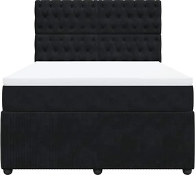 vidaXL Κρεβάτι Boxspring με Στρώμα Μαύρο 140x190 εκ. Βελούδινο