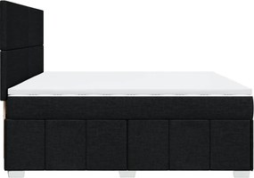 vidaXL Κρεβάτι Boxspring με Στρώμα Μαύρο 200x200 εκ. Υφασμάτινο