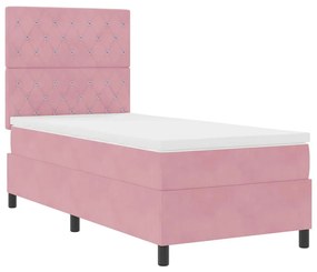 vidaXL Κρεβάτι με ελατήρια με στρώμα Ροζ 100 x 200 cm Βελούδο