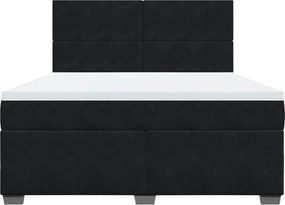 vidaXL Κρεβάτι Boxspring με Στρώμα Μαύρο 180x200 εκ. Βελούδινο