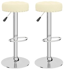 vidaXL Σκαμπό Μπαρ 2 τεμ. Κρεμ Υφασμάτινα