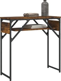 vidaXL Τραπέζι Κονσόλα με Ράφι Καπνιστή Δρυς 75x30x75 εκ. Επεξ. Ξύλο