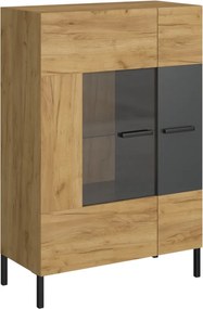 Βιτρίνα Santes Χρυσό Δρυς-Γραφίτης 90x42x134.50cm