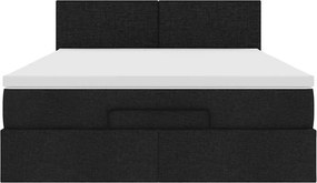 vidaXL Οθωμανικό κρεβάτι με στρώμα Μαύρο 140x190cm Ύφασμα