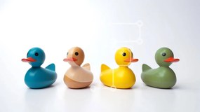 Intra Συλλεκτικό Ξύλινο Παζλ Plywood 4mm - Πολύχρωμες λαστιχένιες πάπιες Σε Ξύλινο Κουτί - Διαστάσεις: 10x10 cm – 25 κομμάτια